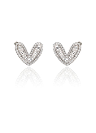 Zircon Cute Heart Stud Earrings - ESKU302303168