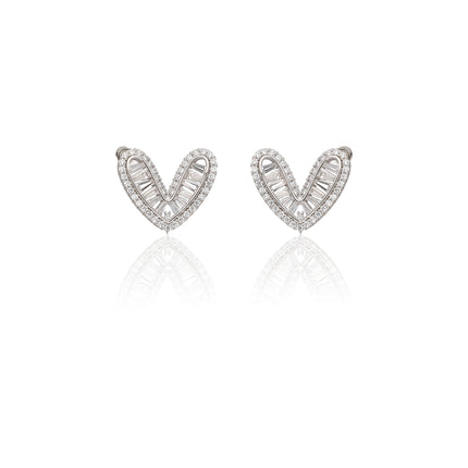 Zircon Cute Heart Stud Earrings - ESKU302303168