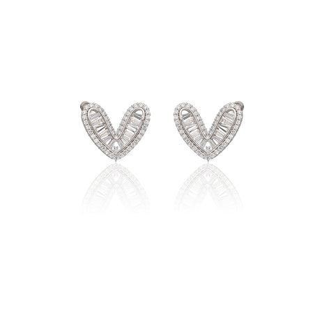 Zircon Cute Heart Stud Earrings - ESKU302303168