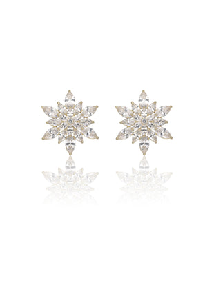 Sparkling Crystal Floral Stud Earrings - ESKU302303171