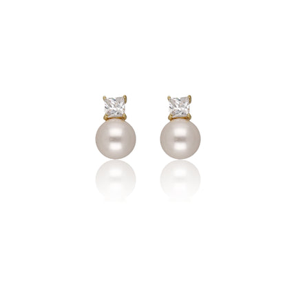 Pearl Crystal Stud Earrings - ESKU302303172
