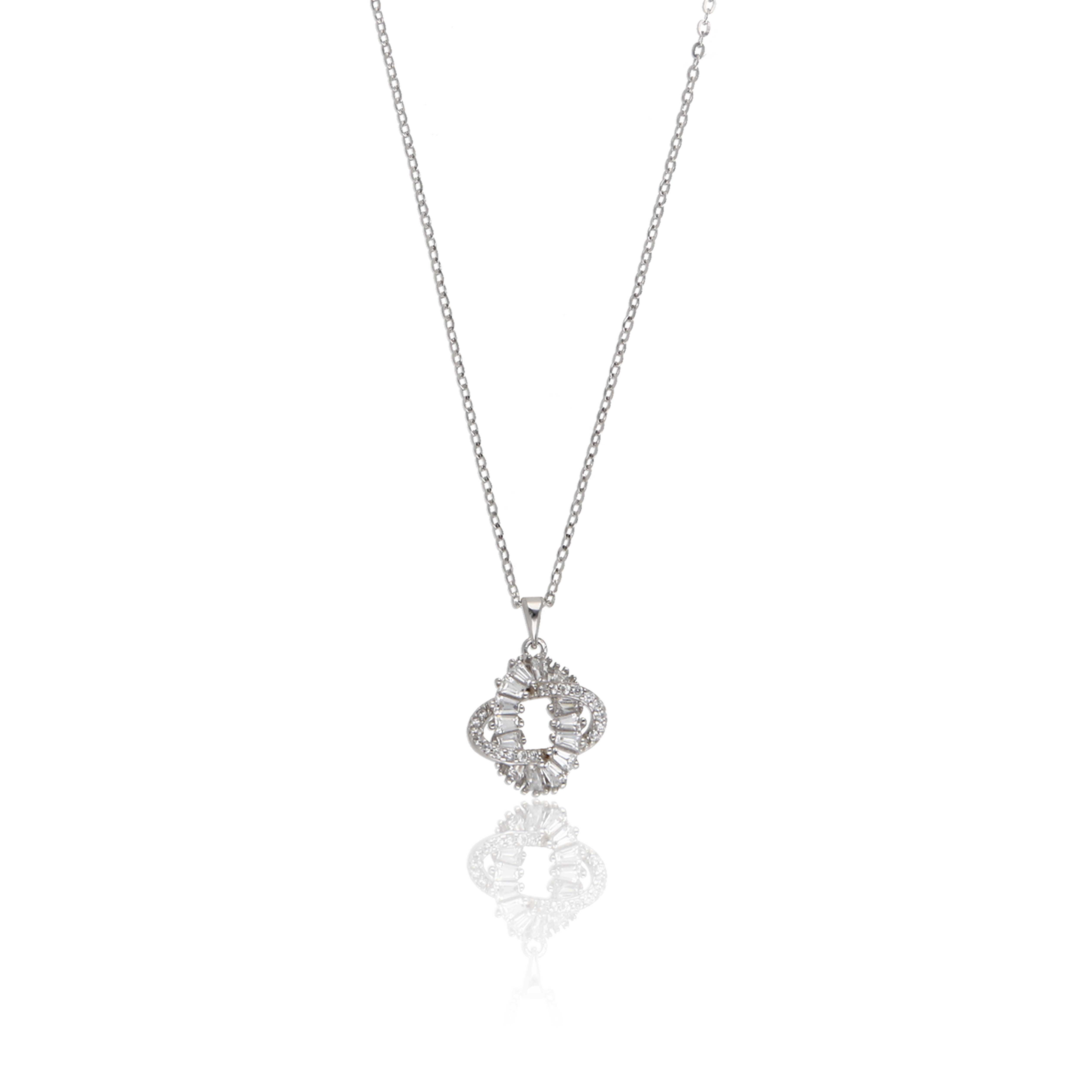 Cubic Zirconia Studded Necklace - ESKU302303178