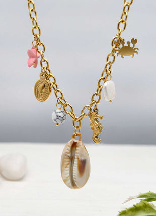 Seahorse Crab Conch Pendant Necklace - ESKU302303187