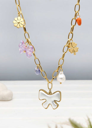 Pearl Necklace With Flower - ESKU302303193