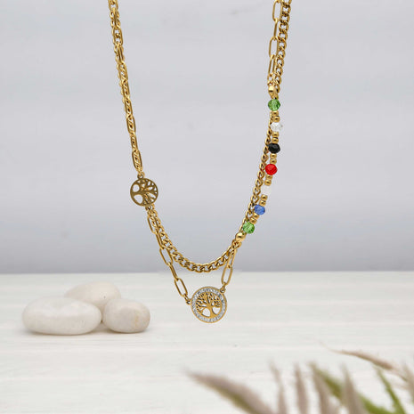 Double Layer Diamond Tree Necklace - ESKU302303198