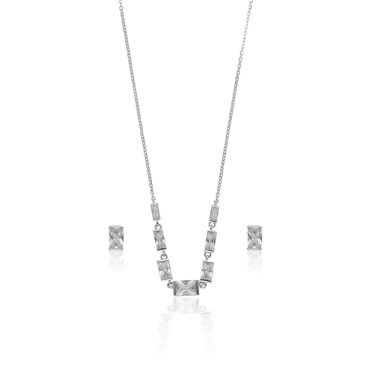 Stylish American Diamond Necklace Set - ESKU302303218