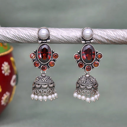 Oxidised Jhumka Earrings - ESKU302303240