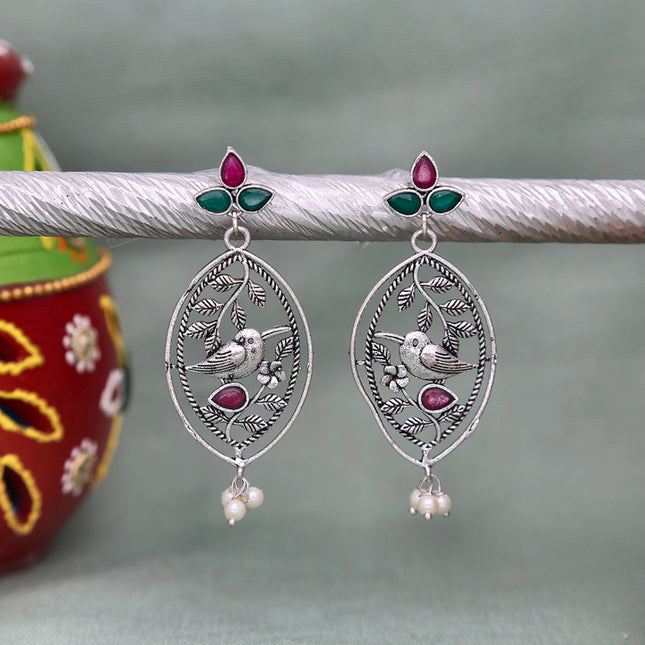 Graceful Oxidised Earrings - ESKU302303243