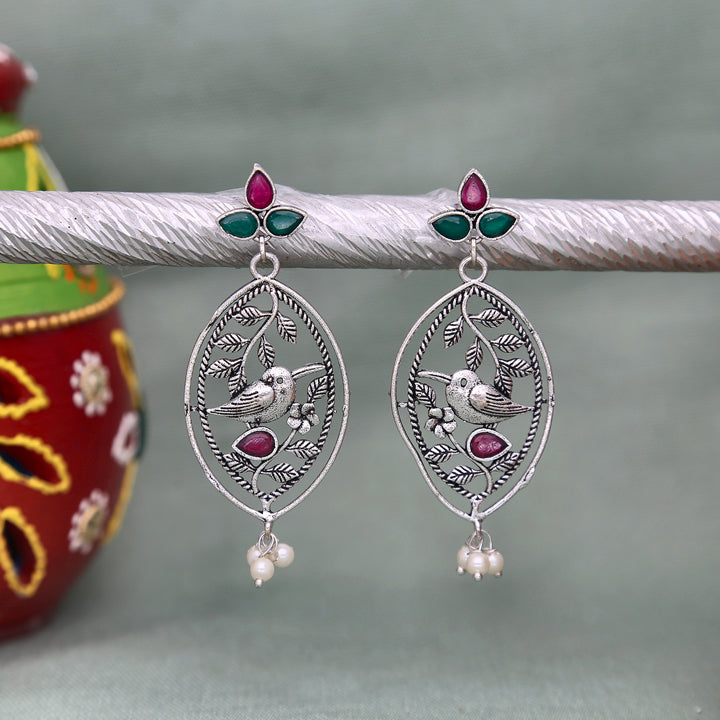 Graceful Oxidised Earrings - ESKU302303243