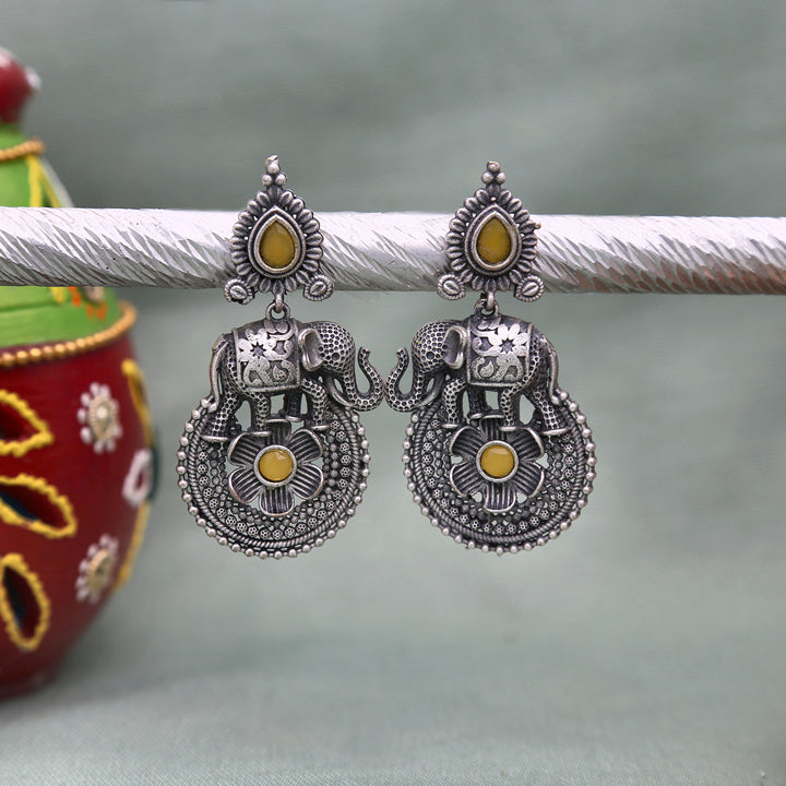 Elephant Oxidised Earrings - ESKU302303244