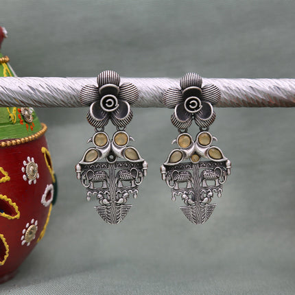 Elephant Oxidised Earrings - ESKU302303255