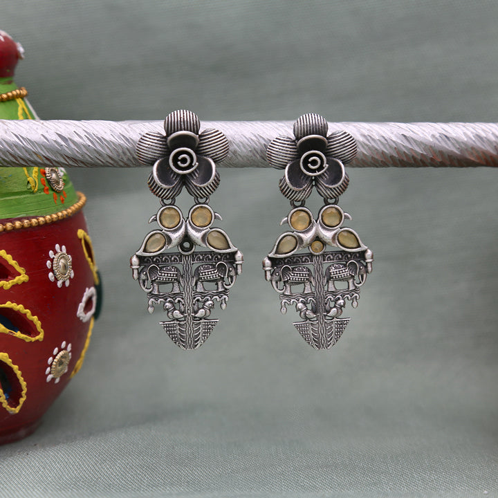 Elephant Oxidised Earrings - ESKU302303255