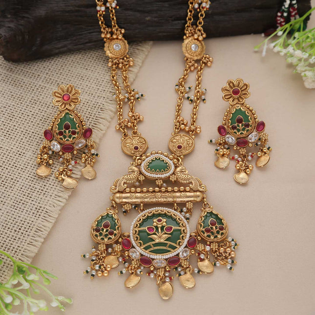 Rajwadi Long Necklace Set - ESKU30250610