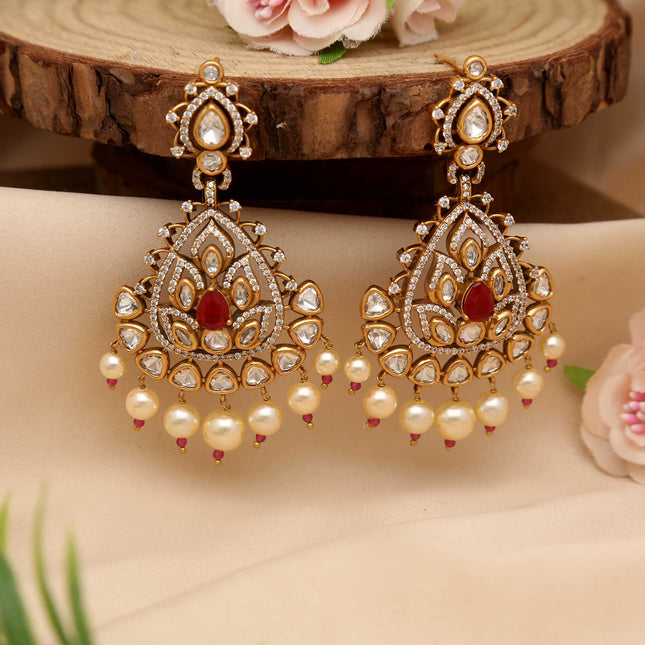 Ethnic Kundan Drop Earrings - ESKU30250628