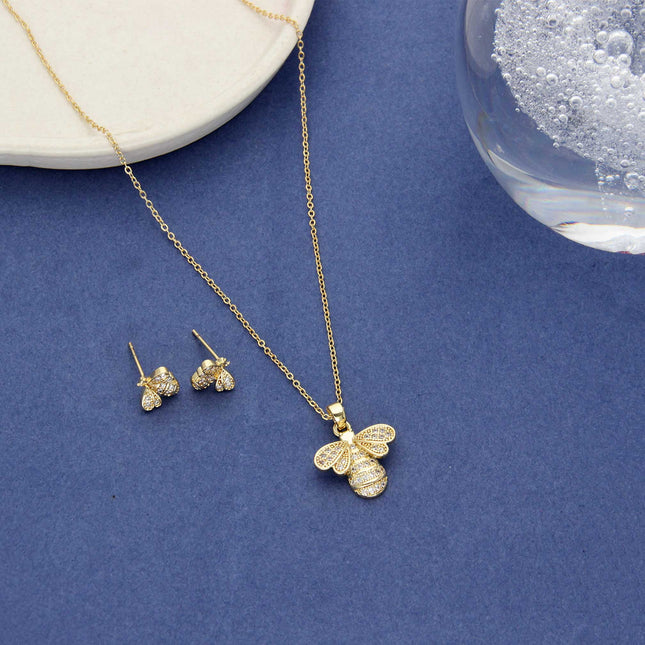 Sparkly Bee Pendant Set - ESKU30250928