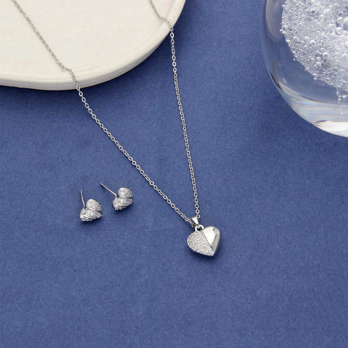 Heart Shaped CZ Pendant Set - ESKU30250929