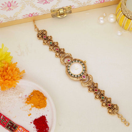 Adjustable Kundan Watch Bracelet - ESKU30250997