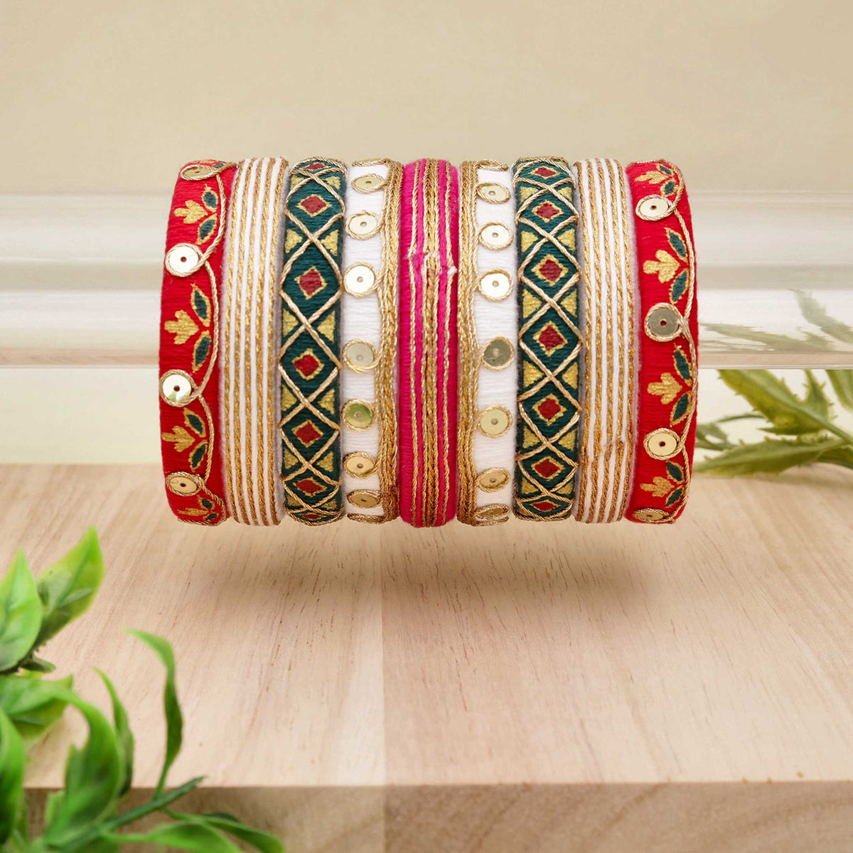 Multi-Colored Thread Work Bangles - ESKU30251104