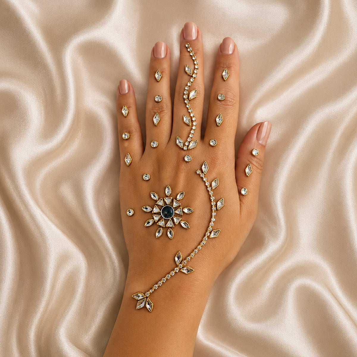 Kundan Mehndi Handmade Sticker - ESKU30251118