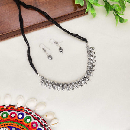 Leaf Oxidised Necklace Set - ESKU30251139