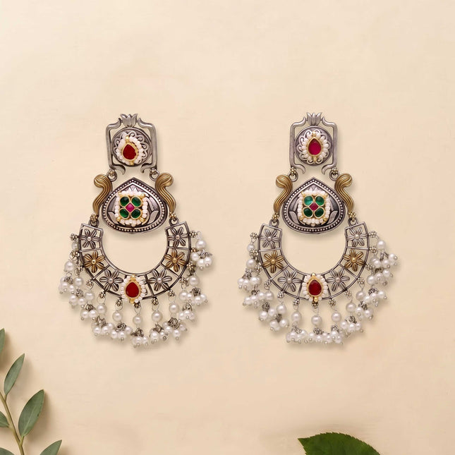 Oxidised 2 Tone Chand Bali Earring - ESKU30251147