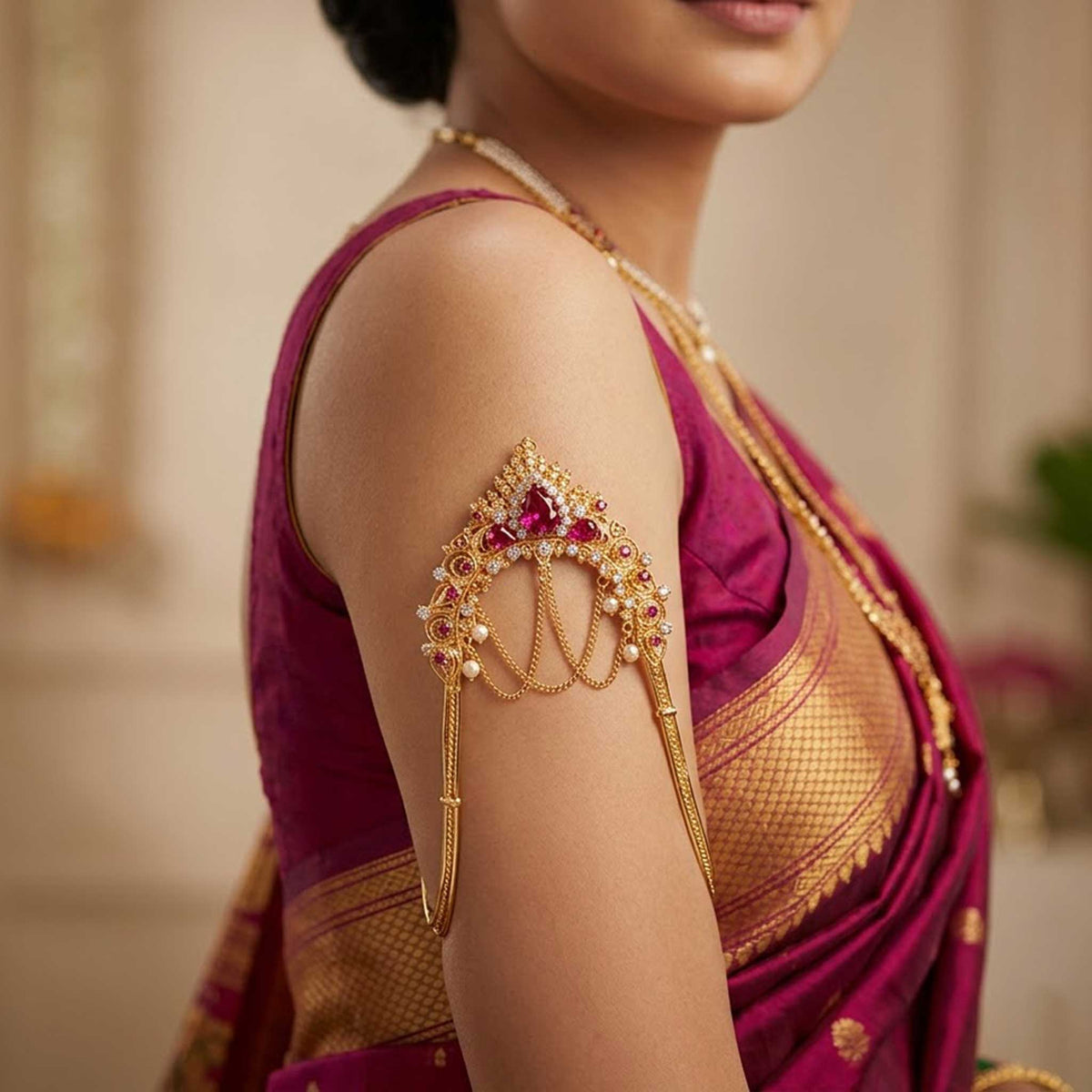 Maharashtrian Gold-Plated Bajuband - ESKU30251167