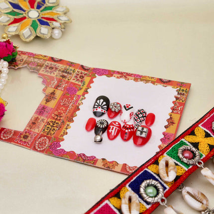 Navratri Hand-Painted Nails - ESKU30251178