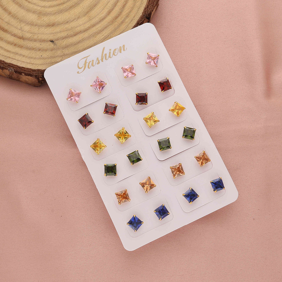 Pack of 12 Square Shape Earrings - ESKU30251204