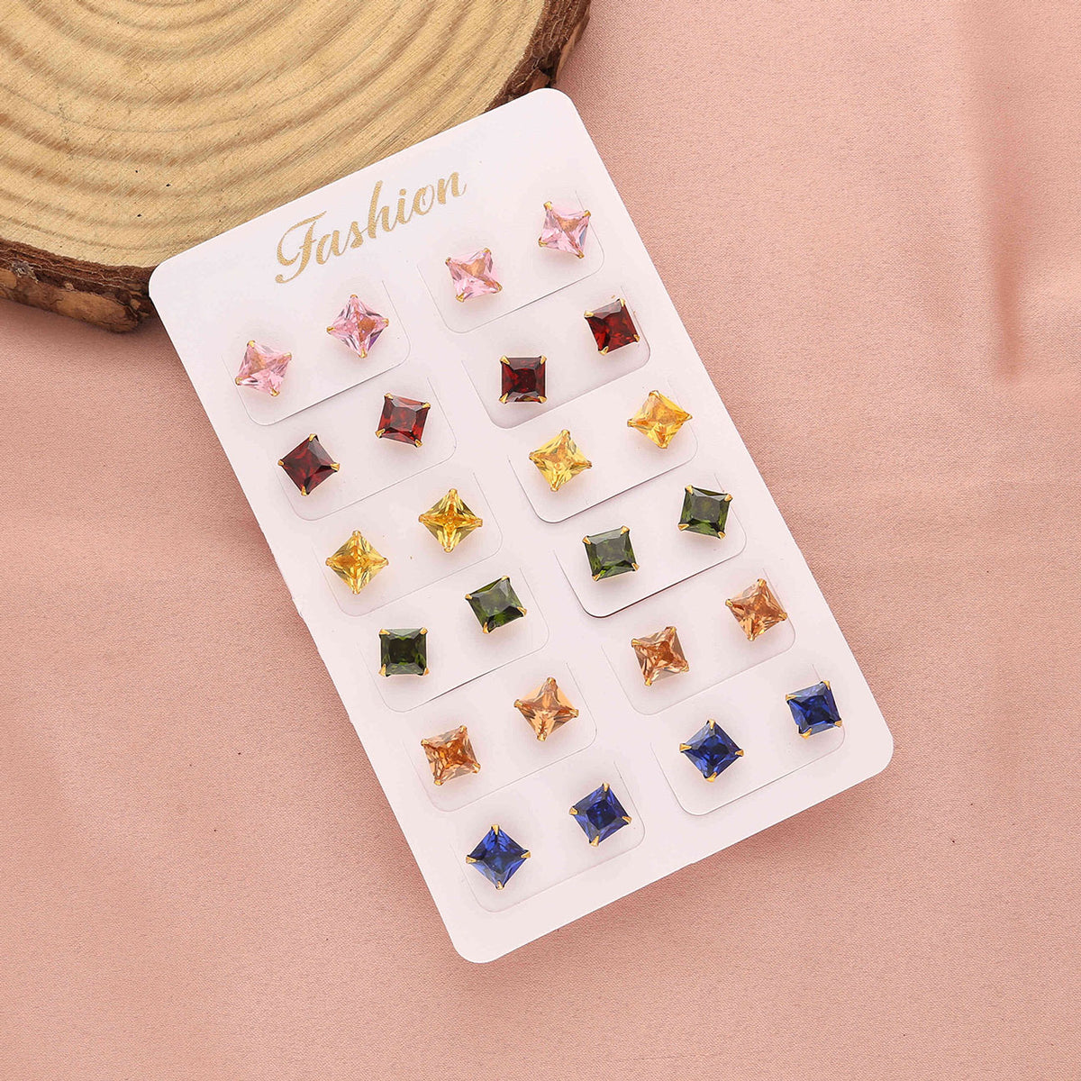 Pack of 12 Square Shape Earrings - ESKU30251204