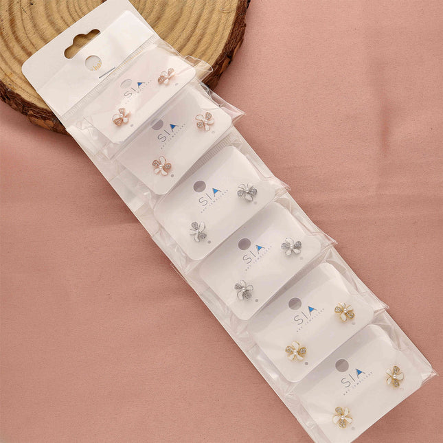 Pack of 6 Flower Stud Earrings - ESKU30251205