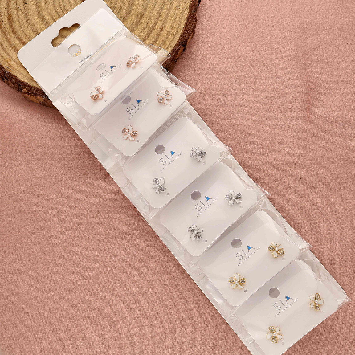 Pack of 6 Flower Stud Earrings - ESKU30251205