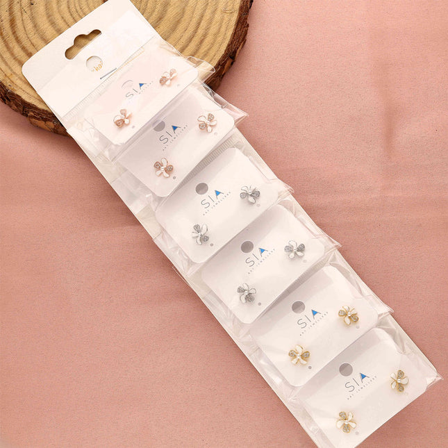 Pack of 6 Flower Stud Earrings - ESKU30251205