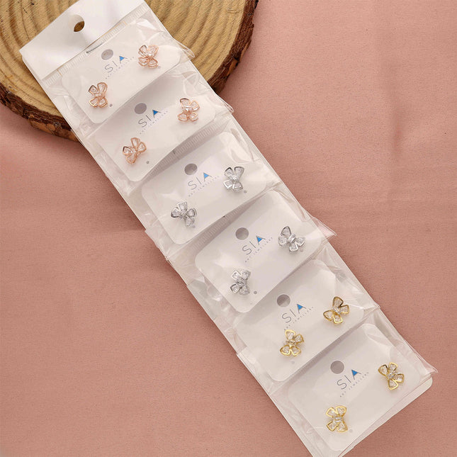 Pack 6 Butterfly Crystal Earring - ESKU30251206