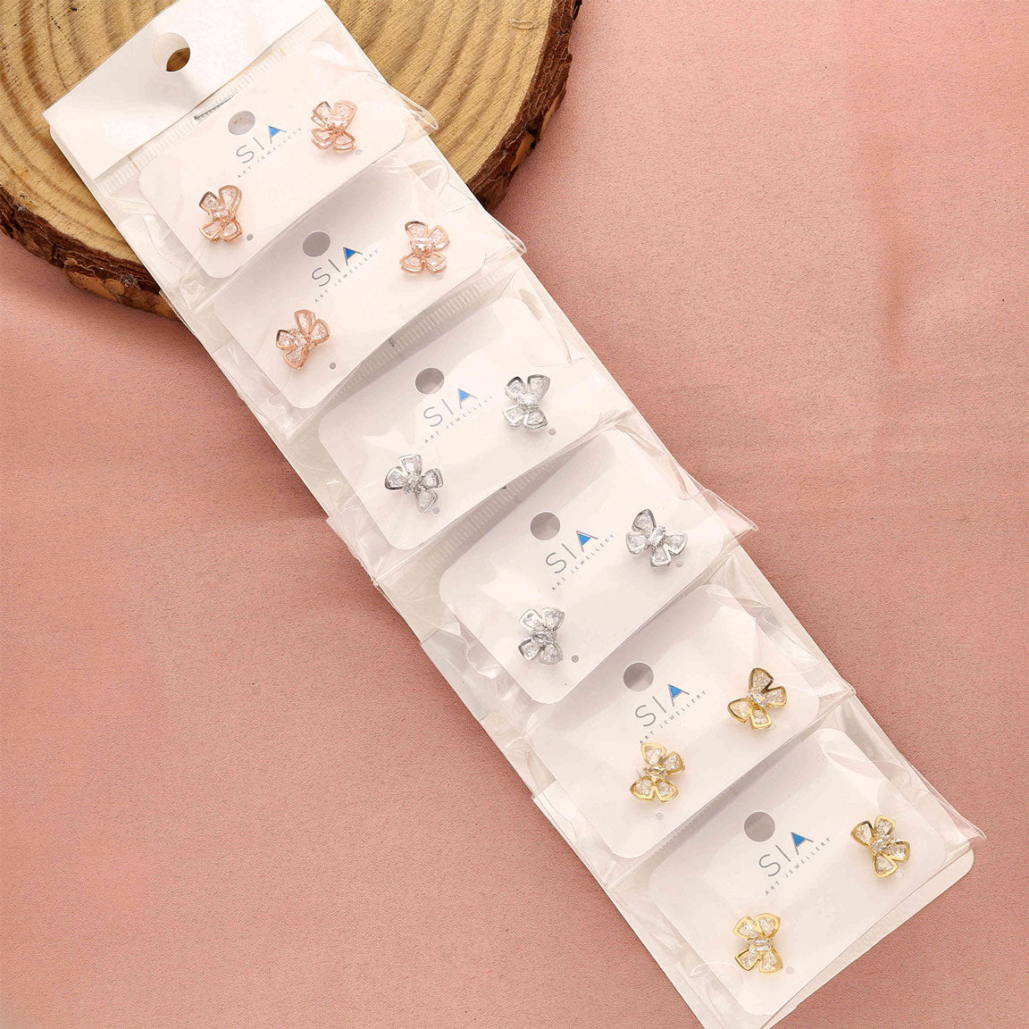 Pack 6 Butterfly Crystal Earring - ESKU30251206