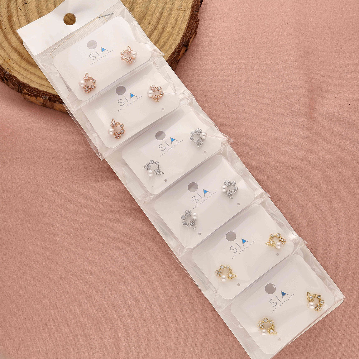 Pack 6 Pearl Butterfly Earrings - ESKU30251207