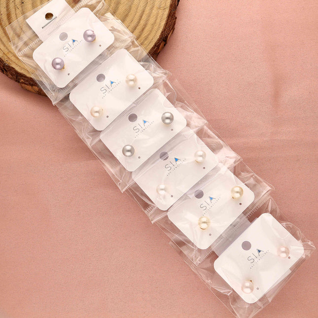 Pack 6 Freshwater Button Pearls Earrings - ESKU30251208