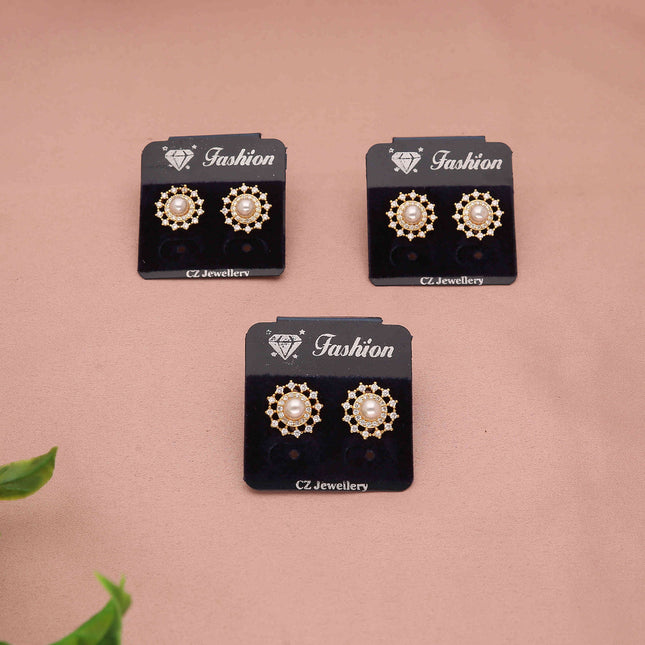 Pack 3 Pearl Floral Stude Earrings - ESKU30251214