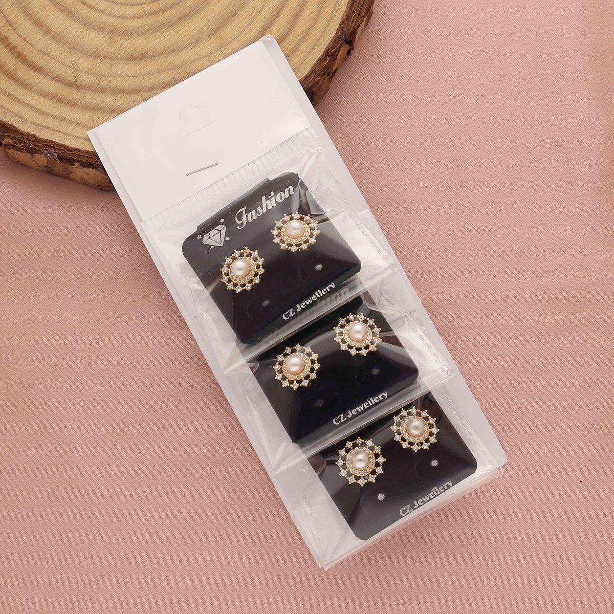 Pack 3 Pearl Floral Stude Earrings - ESKU30251214