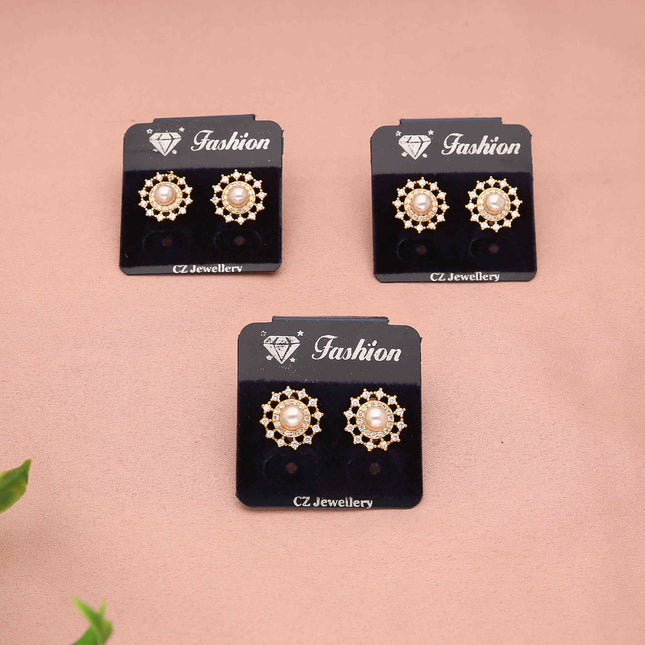 Pack 3 Pearl Floral Stude Earrings - ESKU30251214