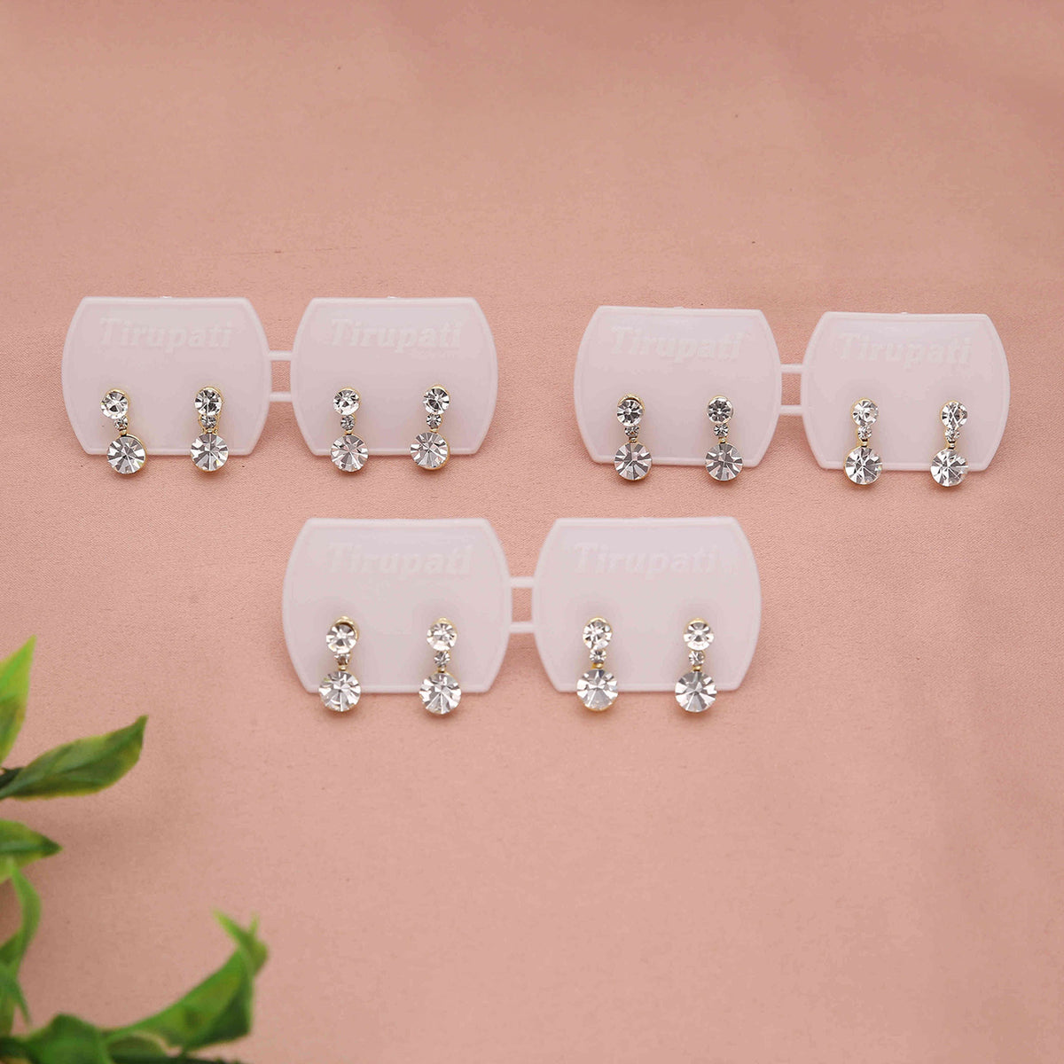 Pack of 3 Artificial Stone Drop Earrings - ESKU30251217
