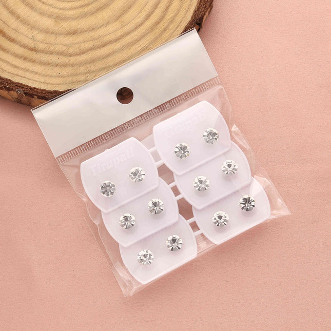 Pack of 3 Artificial Solitaire Stud Earrings - ESKU30251218
