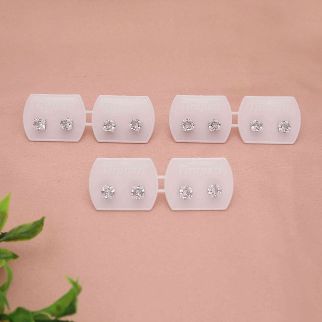 Pack of 3 Artificial Stone Rhodium Earrings - ESKU30251219