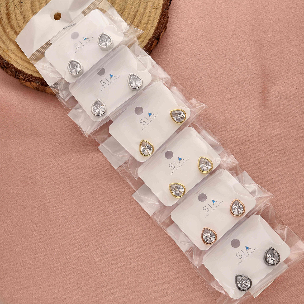 Pack 6 Rain Drop Stud Earrings - ESKU30251220