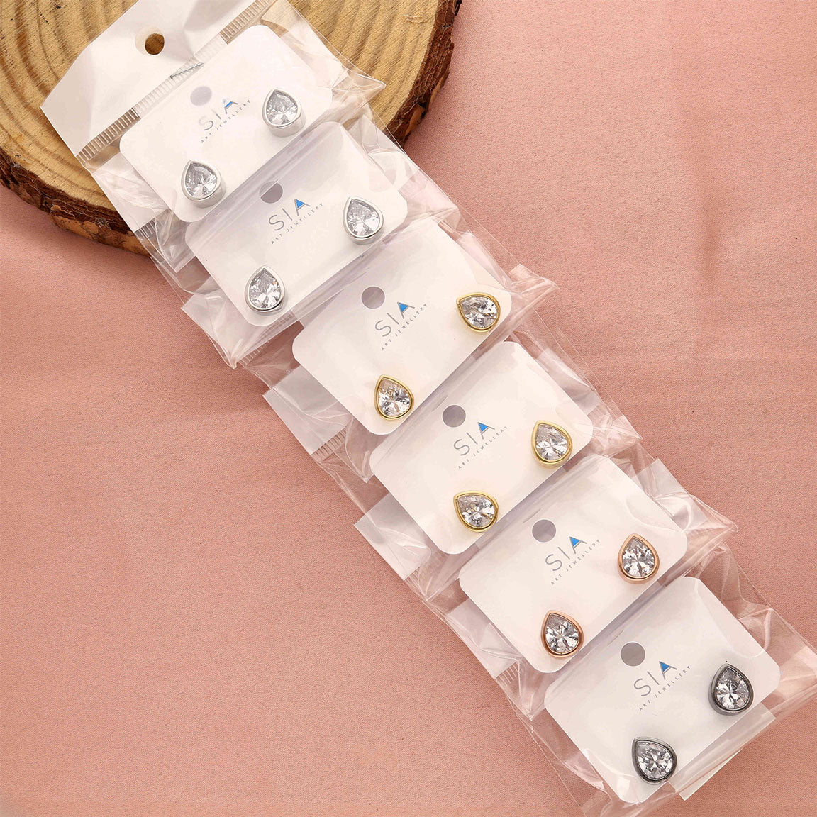 Pack 6 Rain Drop Stud Earrings - ESKU30251220