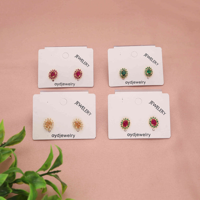 Pack 6 Multicolour Oval Shaped Stud Earrings - ESKU30251223