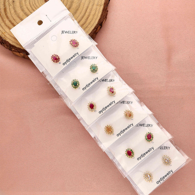 Pack 6 Multicolour Oval Shaped Stud Earrings - ESKU30251223