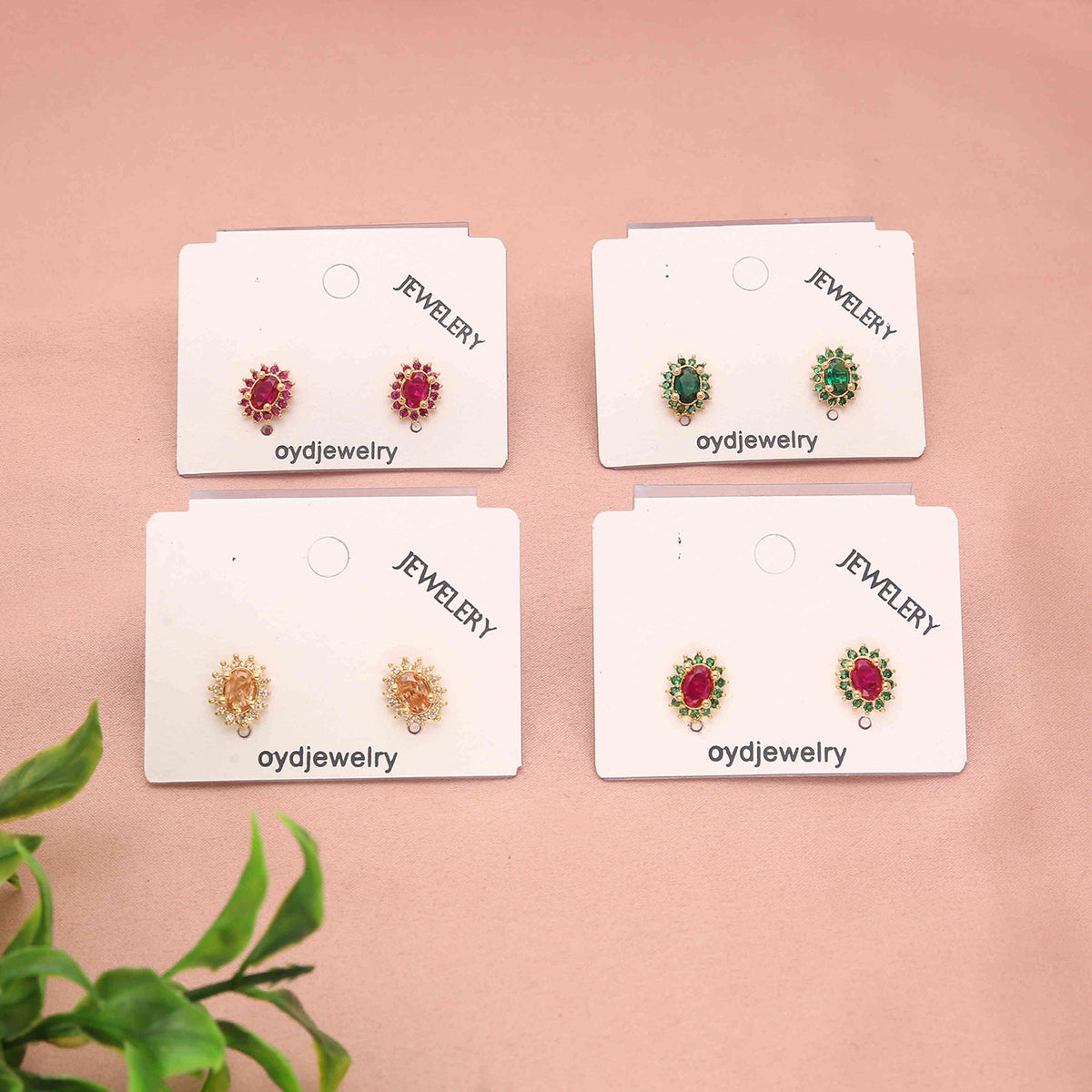 Pack 6 Multicolour Oval Shaped Stud Earrings - ESKU30251223