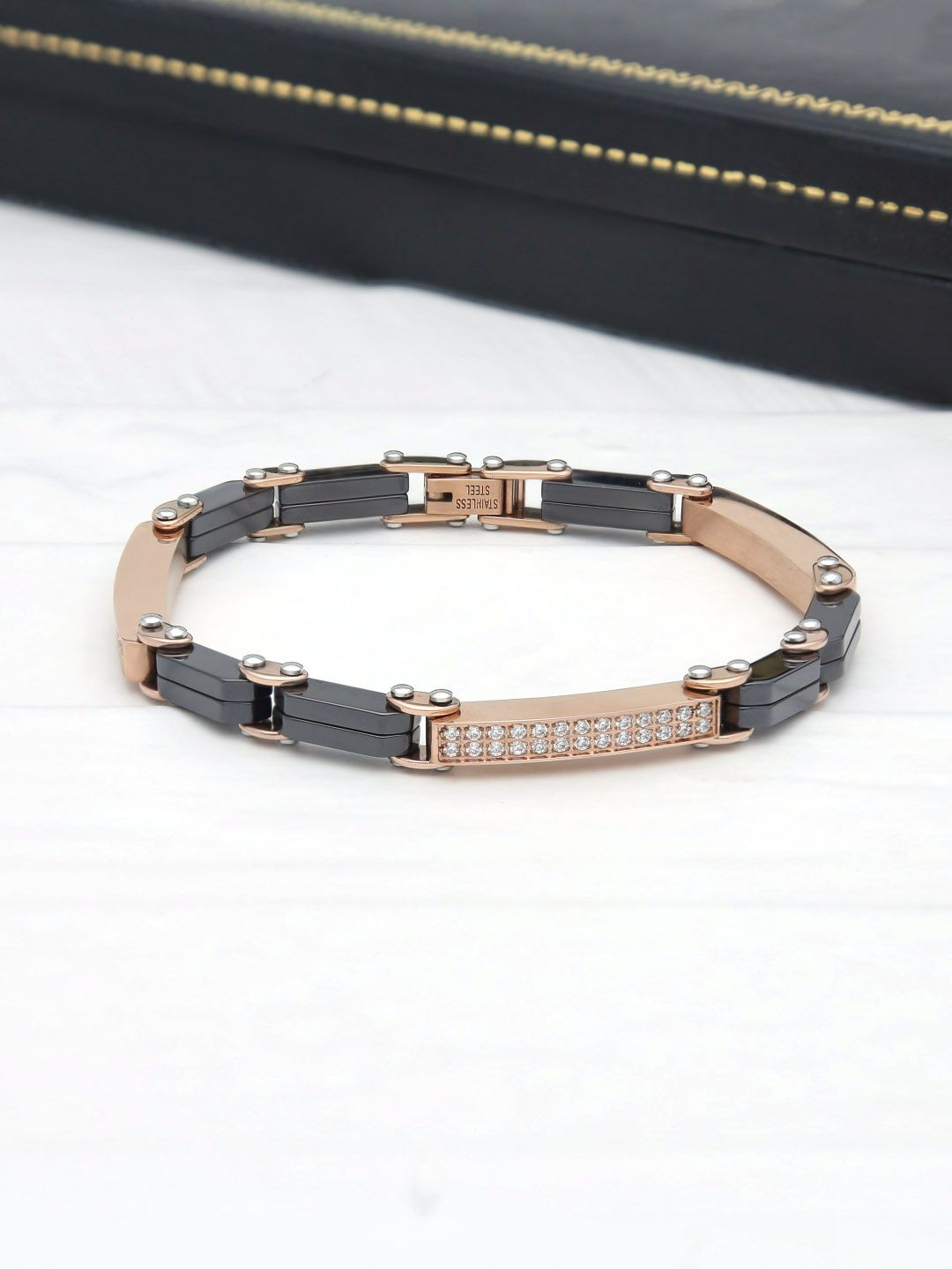 Western Loose / Link Bracelet in Rose Gold finish - THF2322