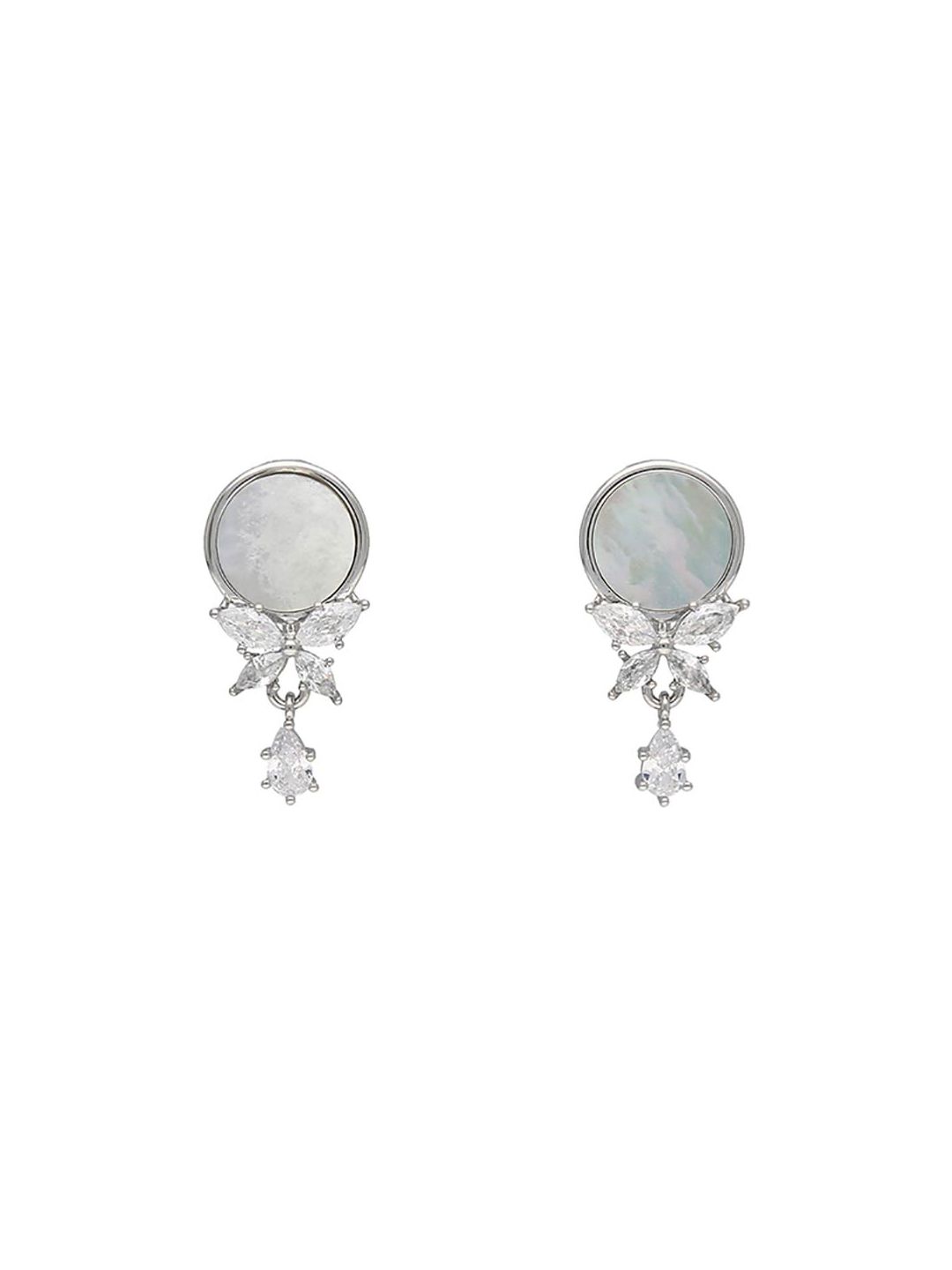 AD / CZ Dangler Earrings in Silver finish- E59_1