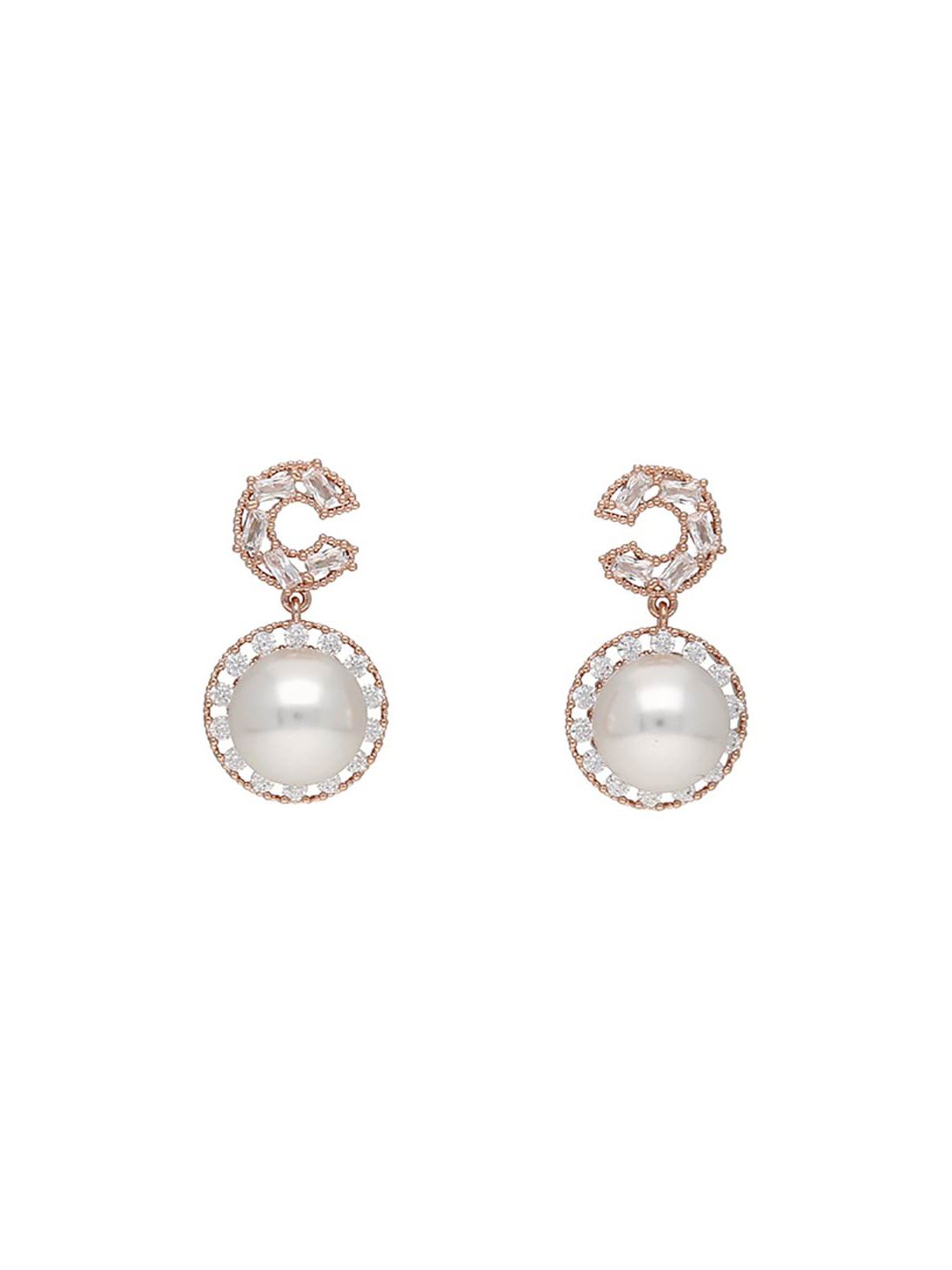 AD / CZ Dangler Earrings in Rose Gold finish - E58_2